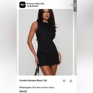 Yumiko Romper Black Tall